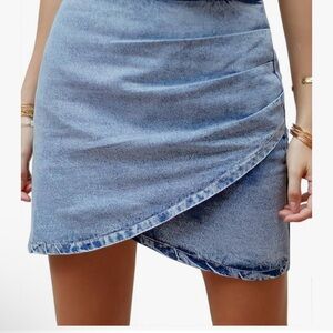 Asymmetrical Denim Blue Skirt